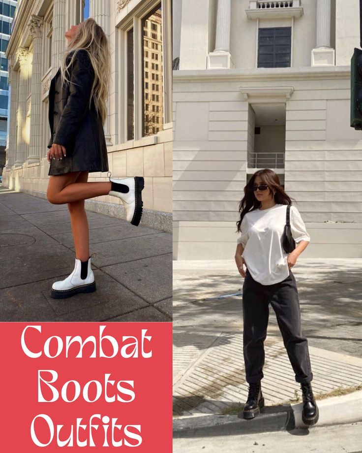 41 Combat Boots Outfit Ideas For Fun Street Style - ljanestyle How To Style Brown Combat Boots, Tights And Combat Boots Outfit, Skirts And Combat Boots Outfit, How To Style Combat Boots Fall Outfits, White Combat Boots Outfit Fall, Army Boots Outfit Women, Fall Combat Boots Outfit, Styling Combat Boots Outfit Ideas, Combat Boot Outfits Summer