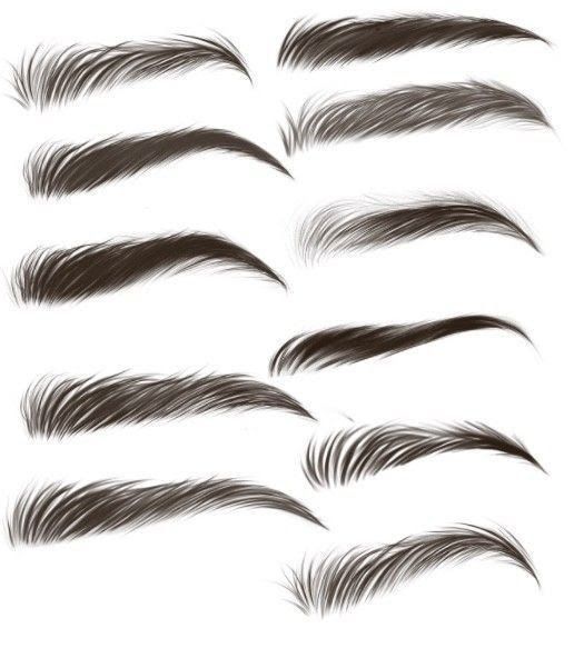 a collection of different types of hair on a white background