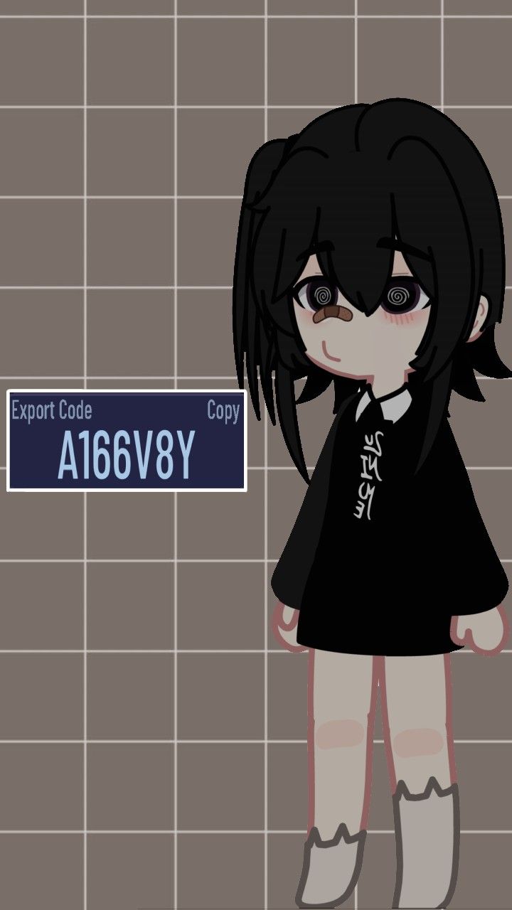 an anime character standing in front of a tile wall with a sign that says airport code