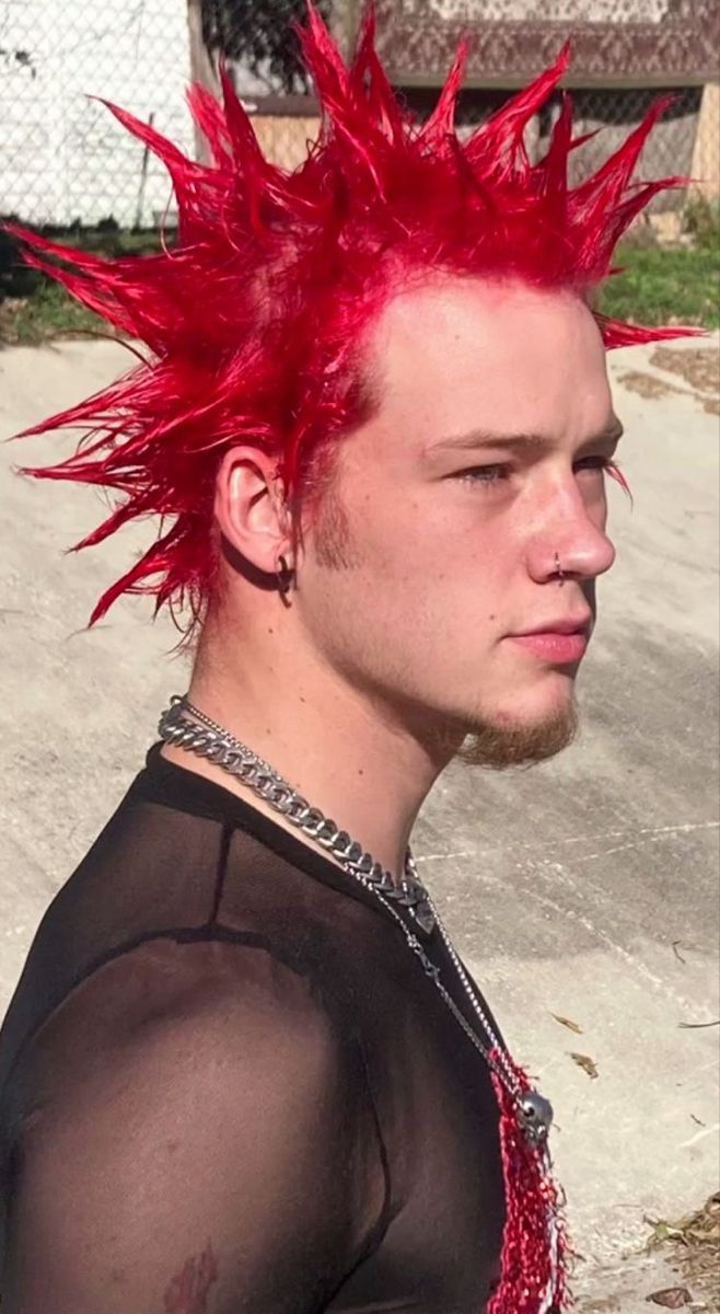 Red Hair Punk Guy, Mens Alternative Hairstyles, Nu Metal Hairstyles, Nu Metal Hair, Short Punk Hair Men, 90s Punk Hair, Punk Hair Men, Metal Hairstyles, Punk Haircut