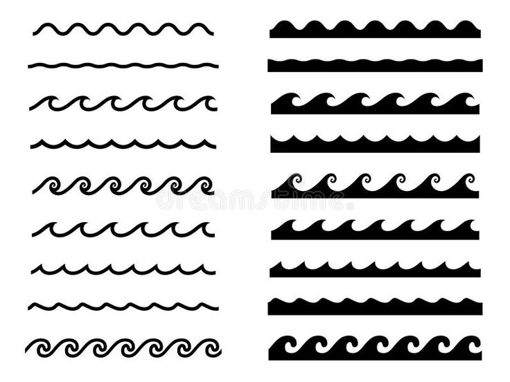 different types of waves in black and white royalty illustration