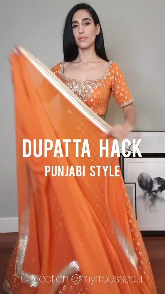 Dupatta Draping Styles On Lengha, Punjabi Saree Style, Chanya Choli Dupatta Style, Western Dupatta Style, How To Drape Punjabi Dupatta, Punjabi Suit Dupatta Draping Styles, Punjabi Style Dupatta Draping, Heavy Dupatta Draping Styles Lehenga Choli, Punjabi Dupatta Style