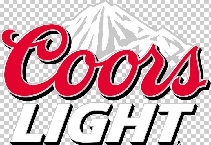 the coors light logo on a white and red background, with mountains in the background