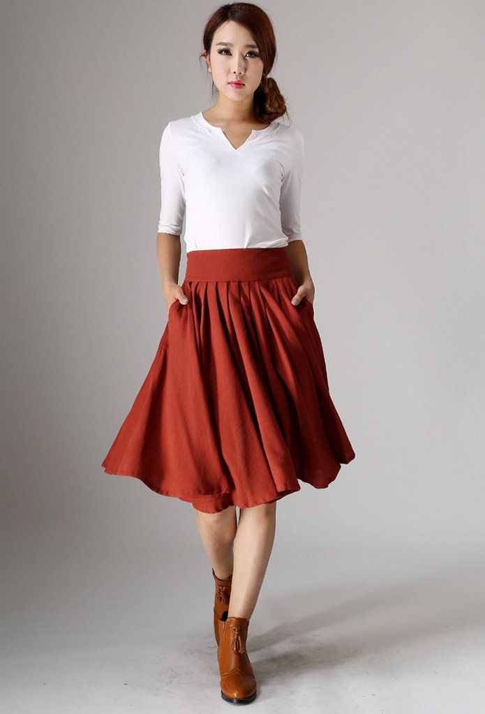 Red skirt mini skirt linen skirt with pleated on the waist (978) Womens Mini Skirt, Mini Skirt Suit, Mini Skirt Pleated, Cute Mini Skirt, Skirt Linen, Cute Womens, Body Measurement, Skirt Pleated, Red Skirt