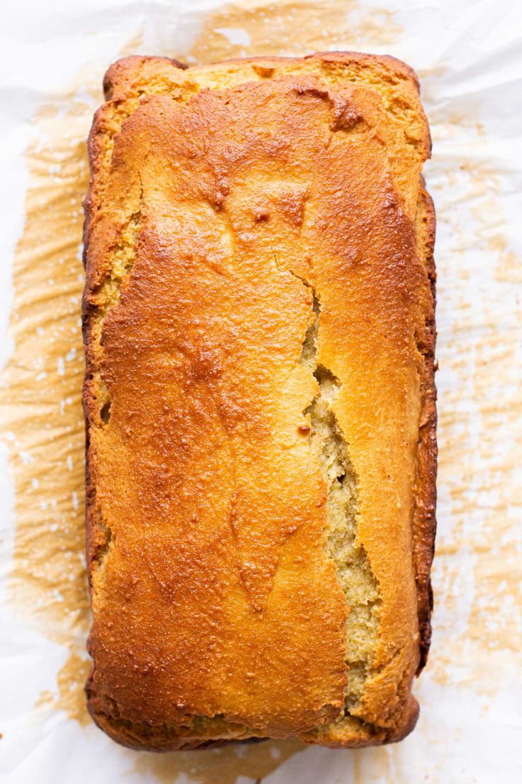 a loaf of bread sitting on top of a piece of paper