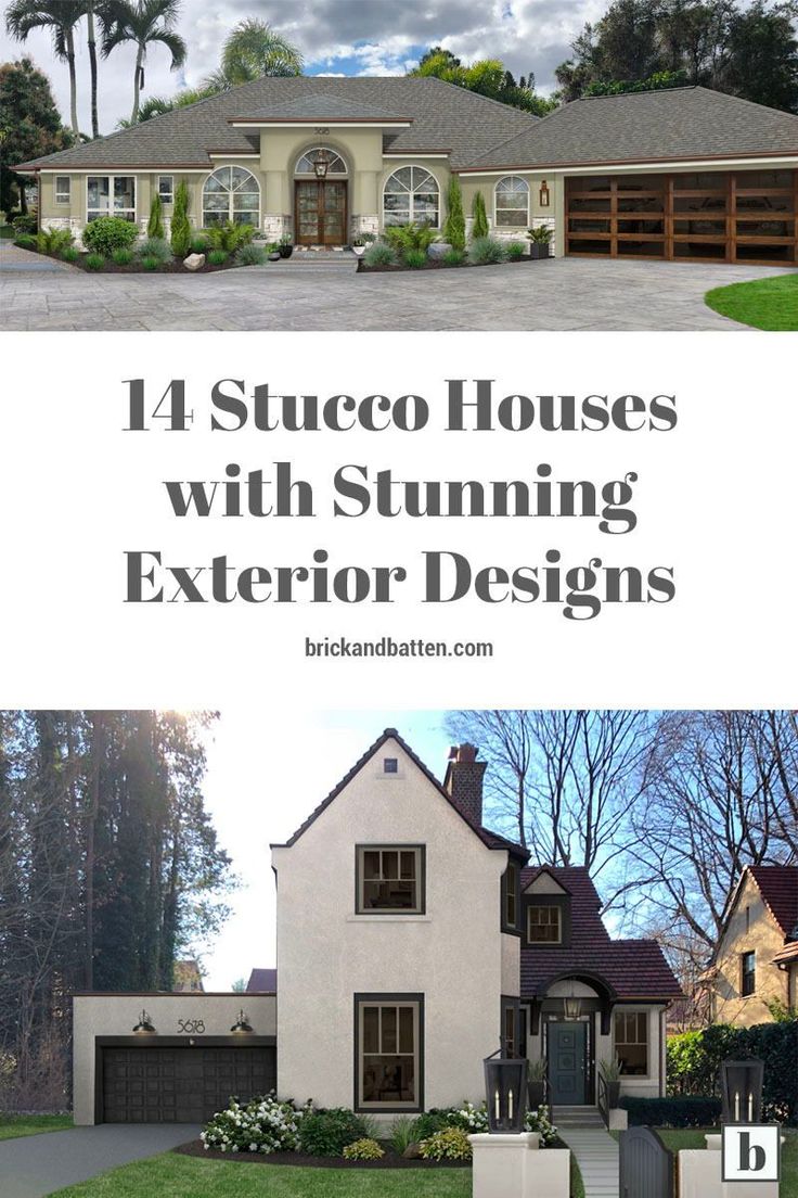 It’s no coincidence that stucco houses have been around for centuries. The material is incredibly durable and can withstand most weather conditions. On top of that, this aesthetically pleasing siding option can beautifully transform the exterior of your home and increase your curb appeal. With all that in mind, we’ve rounded up 14 of our favorite stucco houses with stunning exteriors to inspire you in this post. #exteriordesign #stucco #stuccohouses Stucco Houses Exterior Colors, Best Stucco House Colors, Stucco Exterior Design Ideas, Stucco Curb Appeal, Popular Stucco Exterior Colors, Stucco Home Makeover, Stucco Homes Exterior Colors Modern, Exterior House Colors On Stucco, House Stucco Exterior Colors