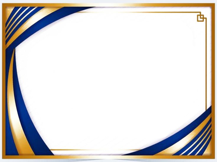 an elegant blue and gold background with a white square in the middle, surrounded by lines