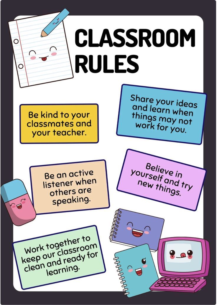 Classroom rules, poster, classroom poster, student rules, school, kawaii, technology Class Rules Display, Kawaii Classroom, Classroom Rules Display, Discipline Chart, Manners Books, Clean Classroom, School Discipline, Rules Poster, Classroom Rules Poster