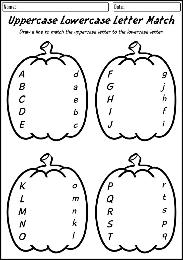 an upper and lowercase letter match worksheet with three pumpkins on it