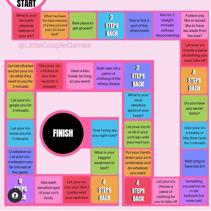 a pink board game with words and instructions on the front, including steps to start