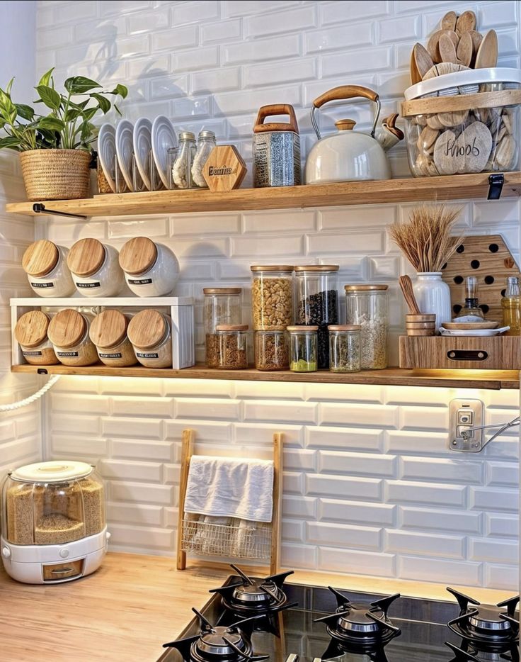 the kitchen is clean and ready to be used as a place for cooking or baking