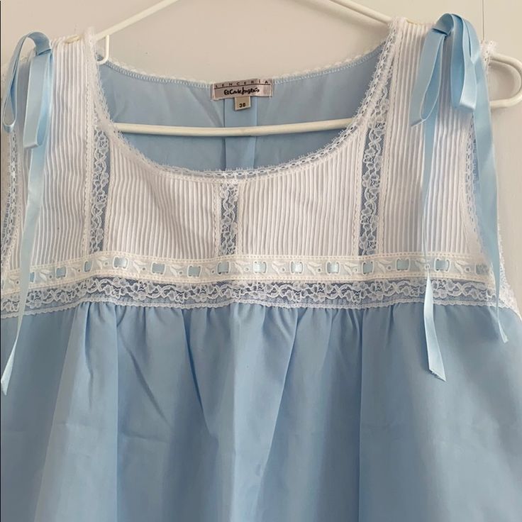 Nwt Light Blue Maxi Nightgown With Lace. European Size 38 (Us 6-8). 35% Cotton, 65% Polyester Length From Armpit Is 34.5 Inches. Light Blue Sleeveless Cotton Sleepwear, Sleeveless Light Blue Cotton Sleepwear, Light Blue Lace Trim Nightgown For Summer, Light Blue Cotton Nightgown For Loungewear, Blue Nightgown For Spring Loungewear, Light Blue Sleeveless Sleepwear With Lace Trim, Light Blue Summer Nightgown For Bedtime, Blue Nightgown For Summer Daywear, Blue Summer Nightgown For Sleep