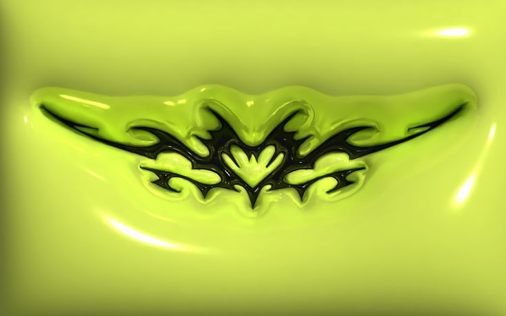 an abstract green and black design on a yellow background