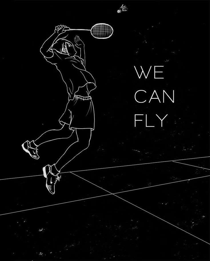 a woman is playing tennis on a black and white background with the words we can fly above her