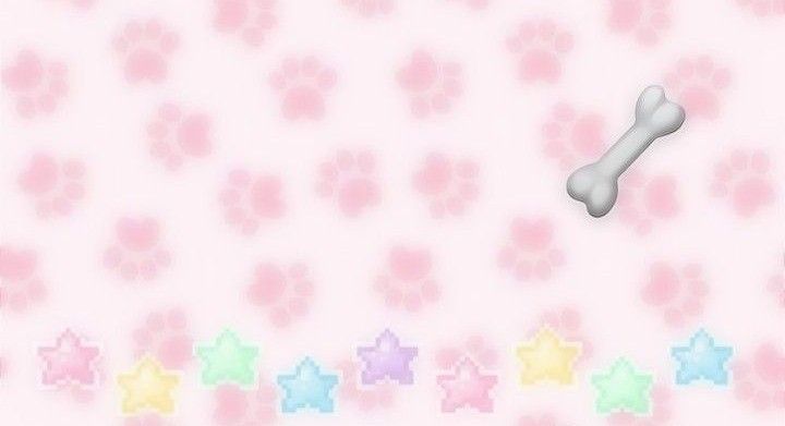 a dog bone and star shaped stars on a pink background with pastel hues