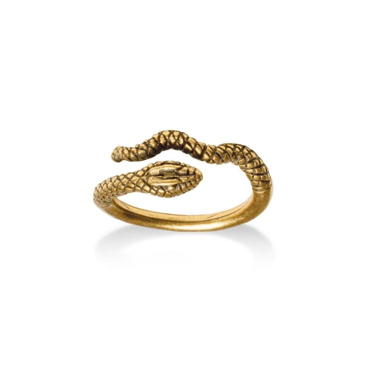 Egyptian Snake Ring - Antique Gold Finish Adjustable Gold Metal Snake Ring, Symbolic Engraved Adjustable Snake Ring, Symbolic Adjustable Engraved Snake Ring, Adjustable Engraved Symbolic Snake Ring, Adjustable Engraved Bronze Ring, Adjustable Brass Rings For Ceremonial Occasions, Adjustable Bronze Brass Ring, Symbolic Gold Rings With Antique Finish, Ceremonial Antique Gold Adjustable Jewelry