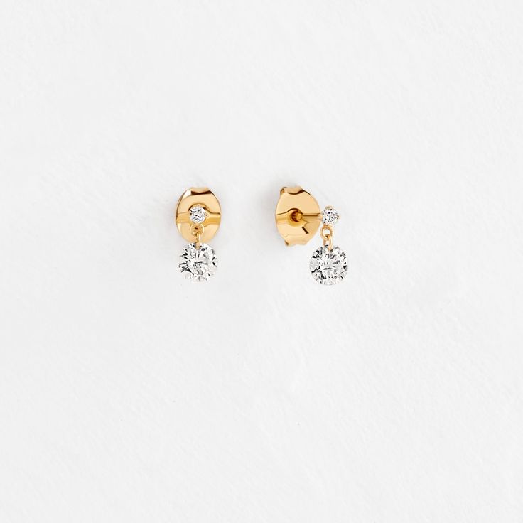 Drop Studs | Melanie Casey Fine Jewelry Dainty White Diamond Earrings With Brilliant Cut, Delicate White Gold Diamond Earrings With Brilliant Cut, Minimalist Round Cut Diamond Earrings With Accents, Delicate Round Diamond Earrings With Single Diamond, Timeless Earrings With Diamond Accents And Lab Grown Diamonds, Minimalist Single Diamond Earrings From Lab Grown Diamonds, Timeless Earrings With Diamond Accents In Lab Grown Diamond, Minimalist Single Diamond Earrings With Lab-grown Diamonds, Minimalist Single Diamond Earrings Lab Grown