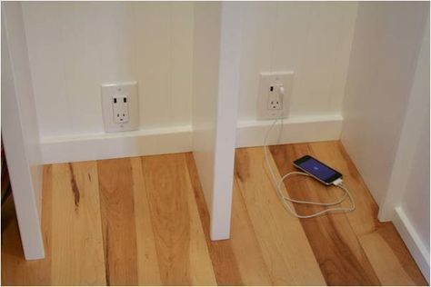 an electrical outlet is plugged in to the wall with two outlets on each side