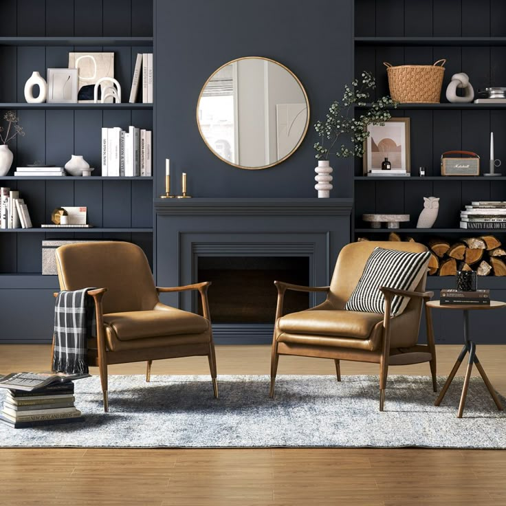 a living room filled with furniture and a fire place