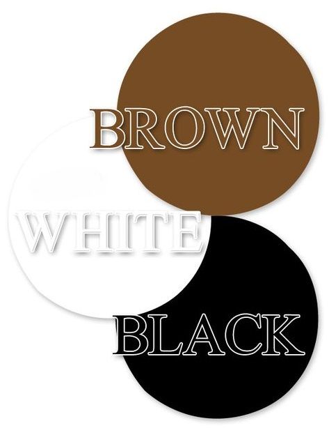 three circles with the words brown, white and black