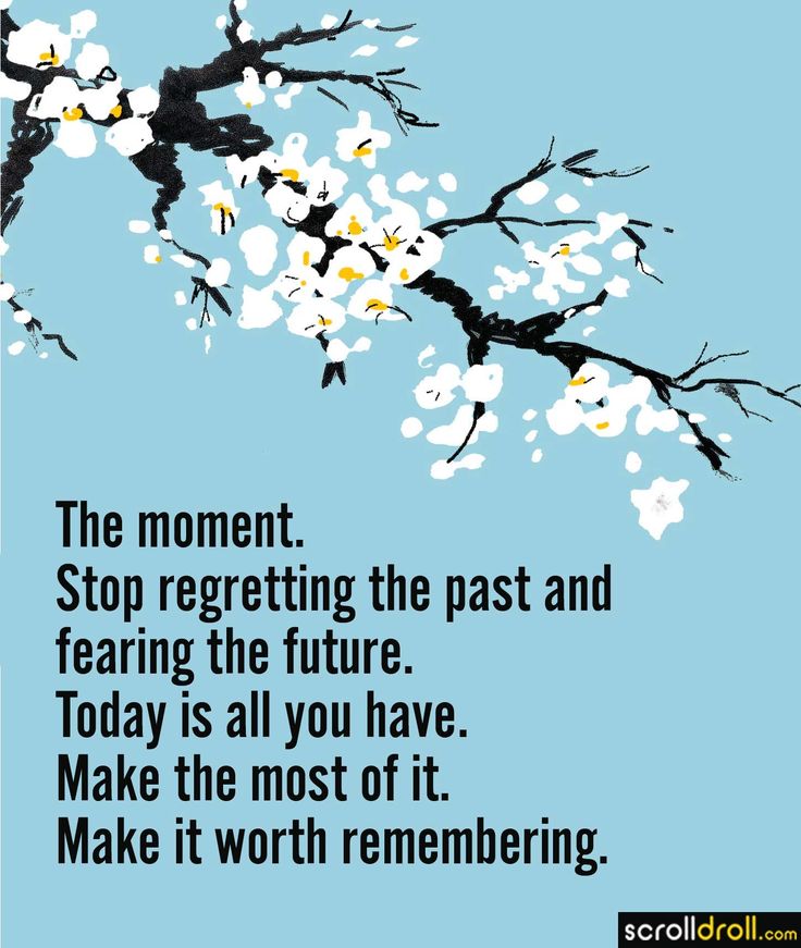 the moment stop regeting the past and fearing the future today is all you have make it worth reembling