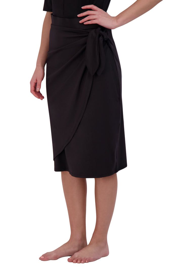 Faux Sarong 26"-Black – Snoga Athletics Elegant Black Draped Bottoms, Black Flowy Draped Skirt, Evening Wrap Skirt, Relaxed Fit, Lined, Evening Wrap Skirt With Relaxed Fit And Lining, Lined Evening Wrap Skirt, Relaxed Fit, Black Draped Flowy Skirt, Elegant Wrap Skirt With Lining, Elegant Beach Gathered Skirt, Elegant Black Skirt With Tie Waist