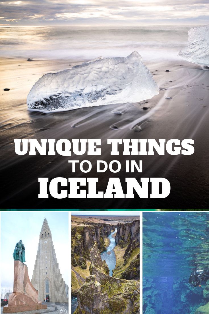 an iceberg with the words unique things to do in iceland