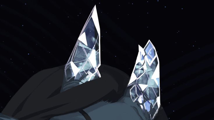 two diamonds sitting on top of each other in front of a dark background with stars