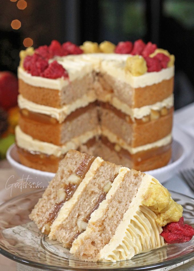 two slices of cake sitting on top of a glass plate