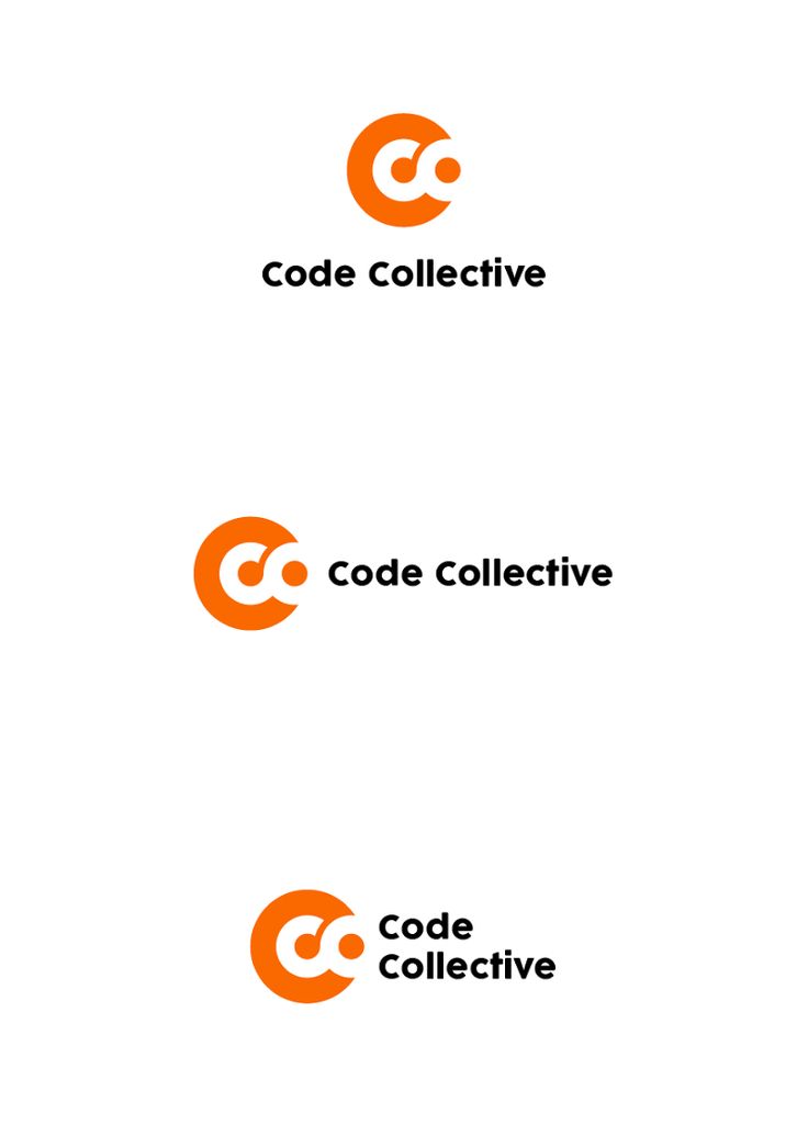 the logo for code collective is shown in orange and black colors, with an oval shape on