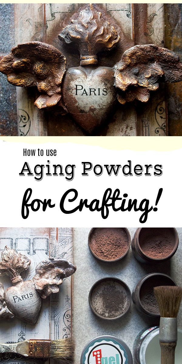 the words aging powders for crafting are displayed