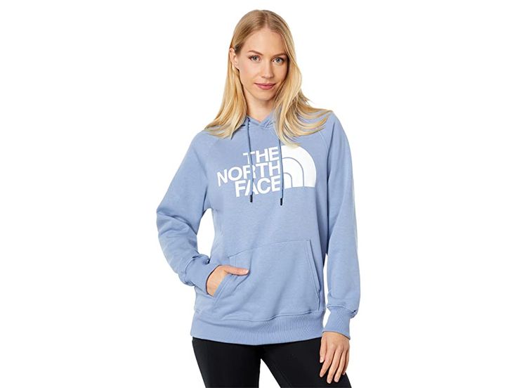 The North Face Half Dome Pullover Hoodie - Women's Clothing : Folk Blue/TNF White : Please note, the logo and hardware color may vary in styles marked as Prior Season. Find the perfect layer of added warmth on your chilly weather day in The North Face Half Dome Pullover Hoodie. Hood with drawstrings. Long sleeve design with ribbed cuffs. Front kangaroo pocket. Pull over construction. Screen printed branding on front. Ribbed, straight hemline. 75% cotton, 25% polyester; Shell B: 95% cotton, 5% el Women's Cotton Hoodie By The North Face, The North Face Hooded Sweatshirt For Outdoor, The North Face Cotton Hooded Sweatshirt, The North Face Hooded Hoodie With Double-lined Hood, The North Face Long Sleeve Hoodie With Double-lined Hood, Hoodie Hood, Weather Day, Chilly Weather, North Face Women