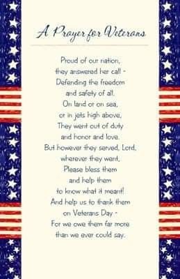 a prayer for veterans with an american flag background