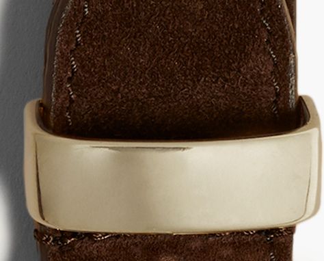 Crafted in Italy, this velvety suede belt is as versatile as it is refined. The jewelry-like hardware, boldly formed buckle, loop, and curved tip, is crafted of brass plated in polished gold. Elegant Workwear Belts With Brass Hardware, Timeless Gold Belt Buckles For Business, Chic Formal Belts With Brass Hardware, Designer Gold Belts With Brass Hardware, Formal Adjustable Belt With Brass Hardware, Formal Brown Belt Buckles With Brass Hardware, Adjustable Formal Belt With Brass Hardware, Elegant Brown Belt Buckles With Brass Hardware, Timeless Gold Belt Buckles For Formal Wear