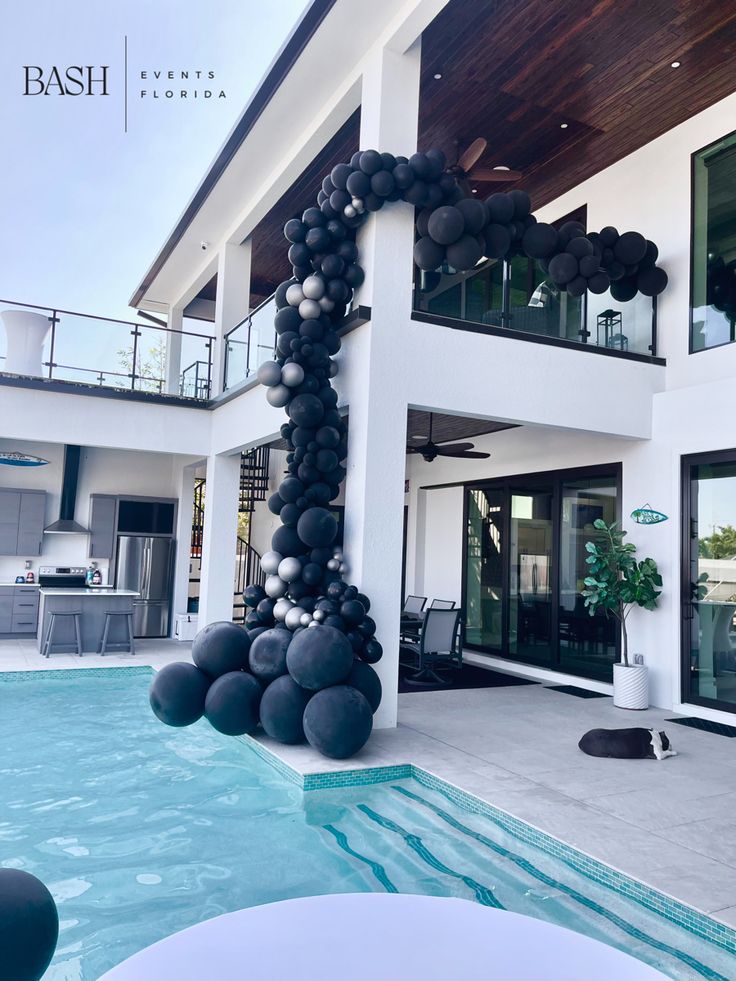 Waterfall pool balloons Baloon Garland, 60th Birthday Party Decorations, Balloon Clusters, Cascading Waterfall, Balcony Doors, Hunny Bunny, Pool Cabana, Family Fun Day, Giant Balloons