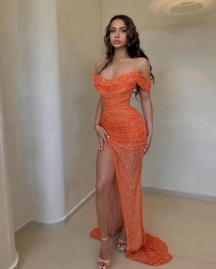 Prom Dress Orange, Orange Prom Dress, Orange Mermaid, Wedding Sides, Orange Prom Dresses, Prom Dress Mermaid, Prom Dresses 2024, Mermaid Sequin, Dress Mermaid