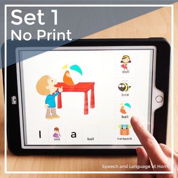 a person is playing with an app on a tablet screen that says set 1 no print