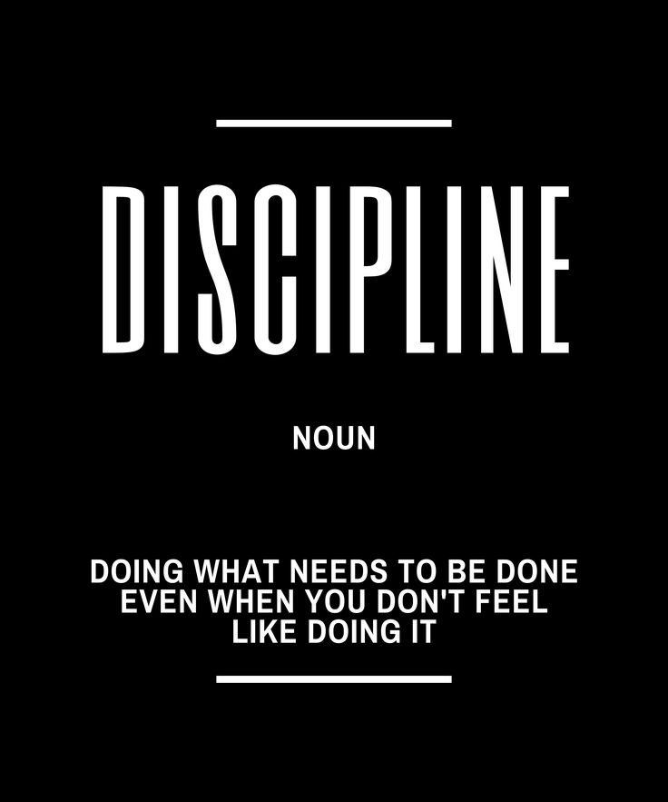 a black and white poster with the words discipline