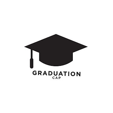 a graduation cap with the words graduation cap in black on a white background, which is also used as a logo