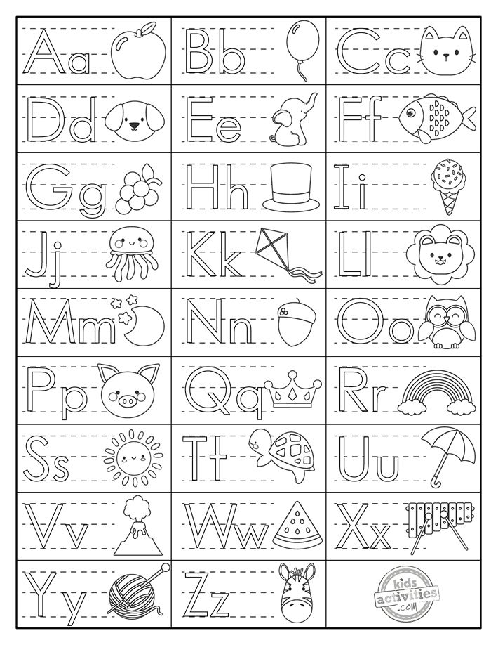 the alphabet worksheet for children to practice their handwriting and number recognition skills, including letters