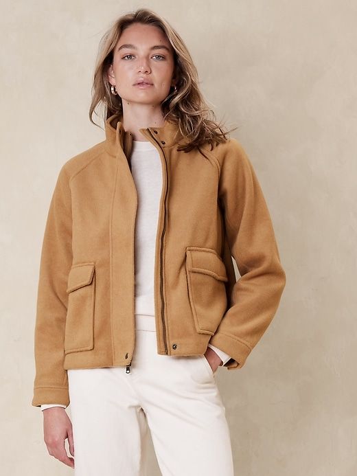 Brushed Short Jacket | Banana Republic Factory Hoc Spring, Timeless Wardrobe Essentials, Wardrobe Build, Ideas For Clothes, Timeless Wardrobe, Office Outfit, Heavy Knit, Easy Trendy Outfits, Banana Republic Factory