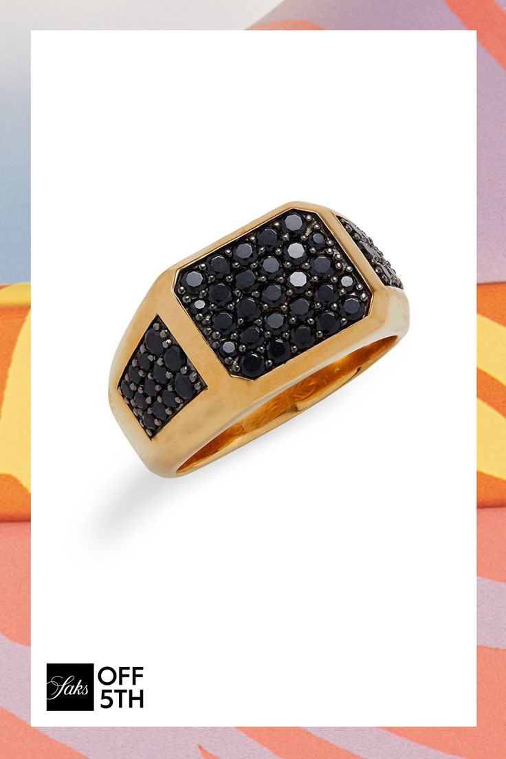 Made From 14k Goldplated Sterling Silver, This Signet Ring Flaunts Black Spinel Detailing. Black Spinel, 1.70 Tcw 14k Goldplated Sterling Silver Made In Usa Size Width, About 0.43" Click Here For A Guide To Jewelry & Watches. Center Core - M Jewelryundefined Modern Yellow Gold Jewelry With Black Diamonds, Gold Jewelry With Black Spinel, Formal Yellow Gold Rings With Black Spinel, Gold Jewelry With Round Black Spinel, Formal Gold Diamond Ring With Black Diamonds, Gold Diamond Ring With Black Diamonds, Fine Jewelry Gold Diamond Ring With Black Diamonds, Gold Diamond Ring With Black Diamonds For Formal Occasions, Gold Diamond Ring With Black Diamonds For Formal Events