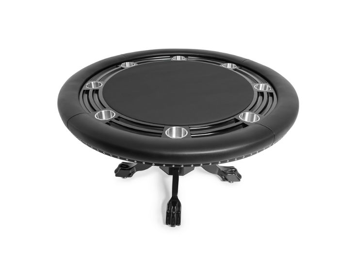 a black table top with four metal knobs on it's legs and an adjustable base