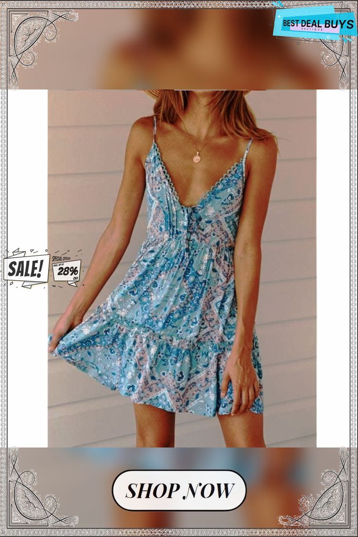 Women Boho Floral Sexy Dress V-neck Beach Mini Summer Sundress Strap Dresses Sleeveless Print Holiday Dress Summer V-neck Beachy Mini Dress, V-neck Sundress For Summer Beach Cover-up, V-neck Sleeveless Dress For Summer Beachwear, Summer V-neck Sundress For Vacation, V-neck Sundress For Beach Party Vacation, Beachy Blue V-neck Sundress, Beachy Sleeveless Mini Dress For Summer, V-neck Sleeveless Dress For Beach Vacation, Beachwear Sleeveless Mini Dress For Vacation