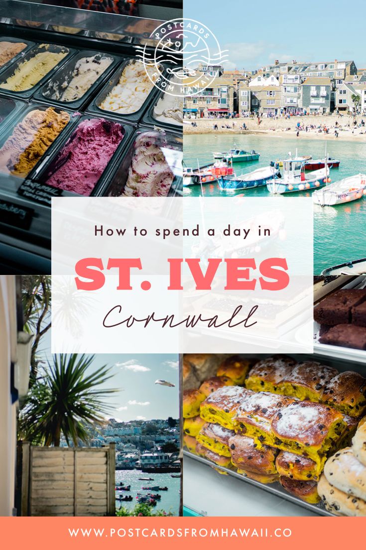 several different pictures with the words how to spend a day in st ives