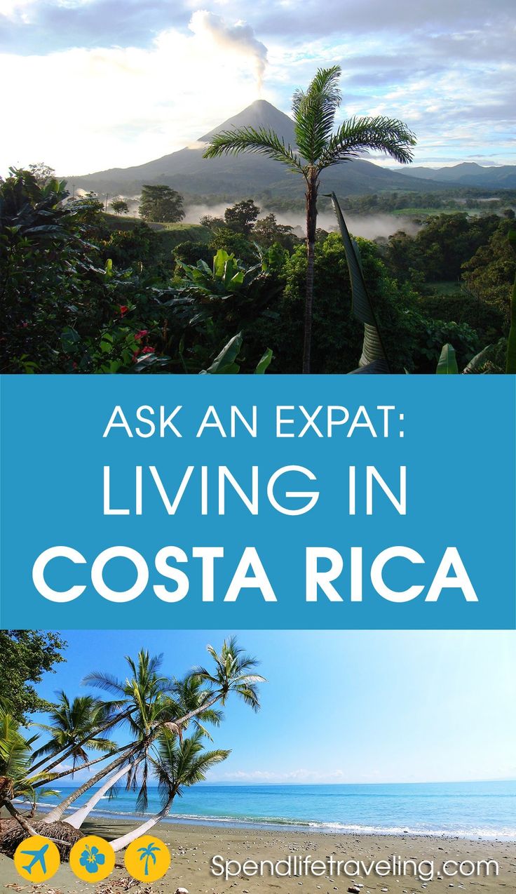 a beach with palm trees and the words ask an expat living in costa rica