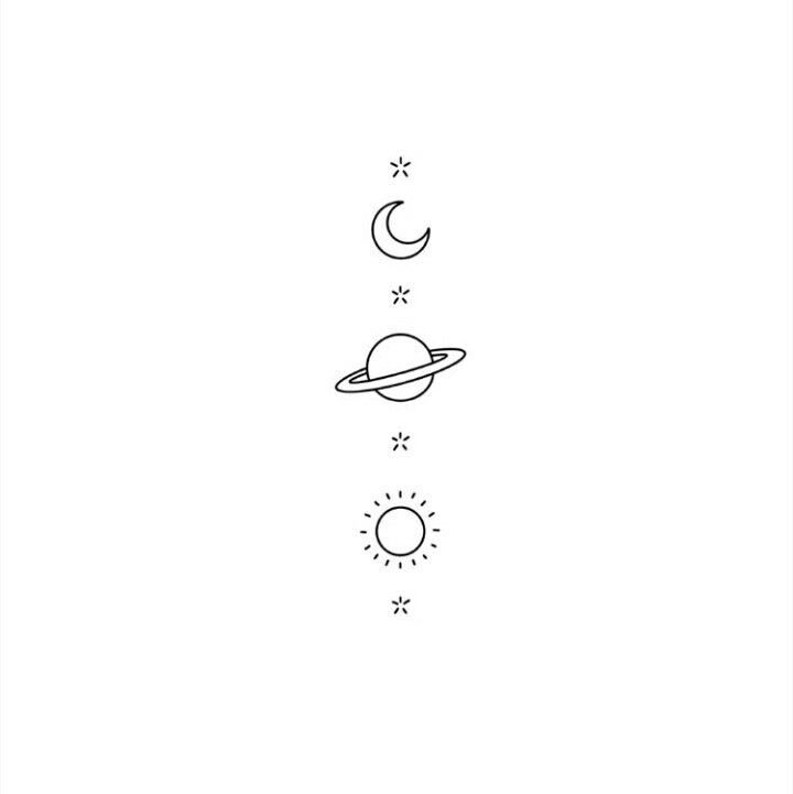 the planets and sun are drawn in black ink on a white paper with an outline