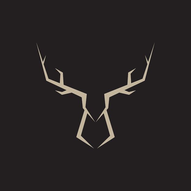 a deer's head with antlers in the center on a black background illustration