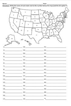 the united states worksheet for students to practice their language and writing skills, including numbers