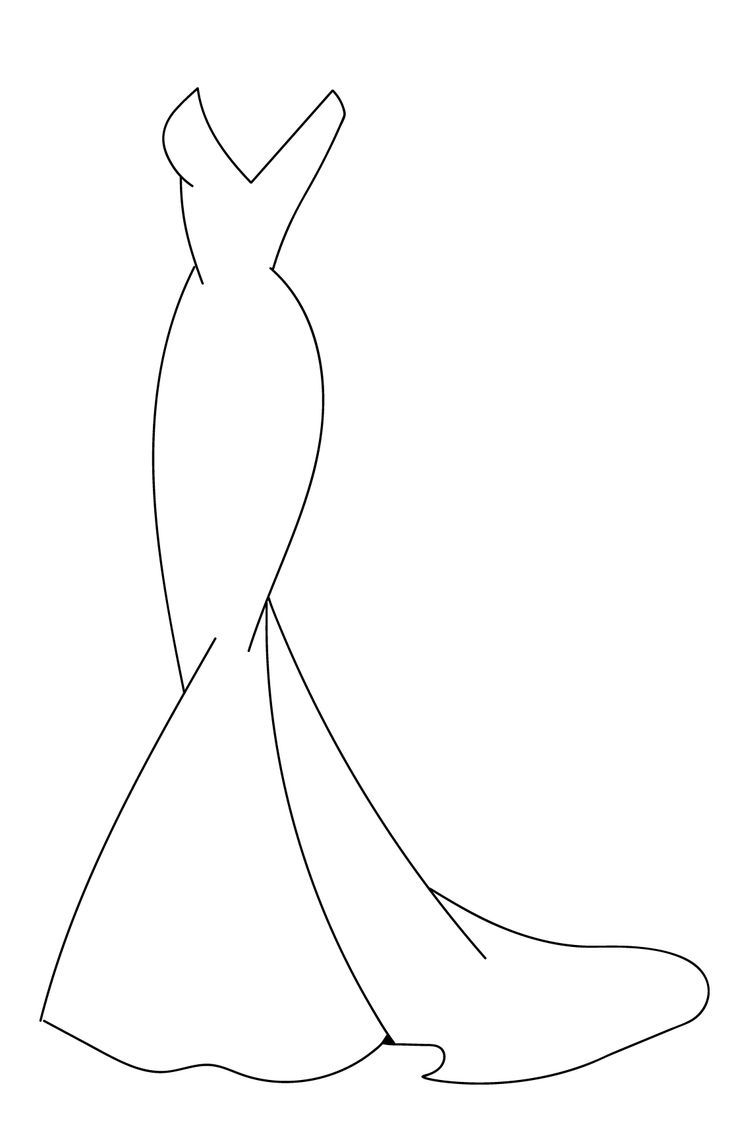 a line drawing of a dress on a mannequin